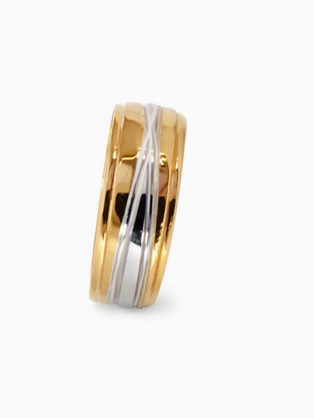 Size 11 Two‑Tone Stainless Steel Wedding Band – Gold & Silver Finish